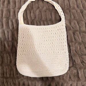 Elegant Cream Crochet Shoulder Bag